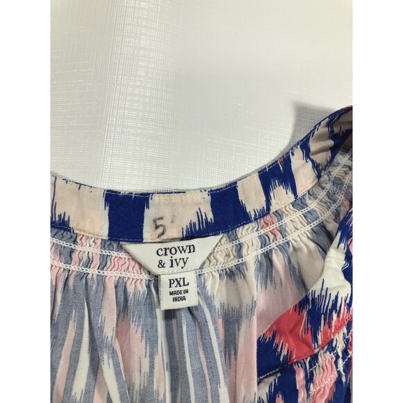 Crown Ivy Floral Blouse Womens Long Flared Sleeve V Neck Top Size PXL - Picture 4 of 7